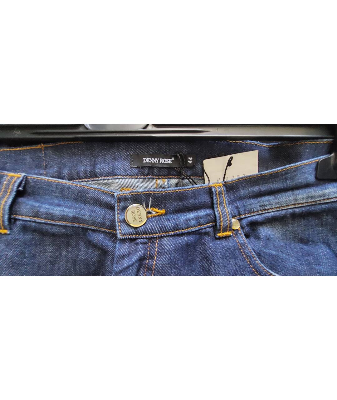 DENNY ROSE Темно-синие хлопковые прямые джинсы, фото 3