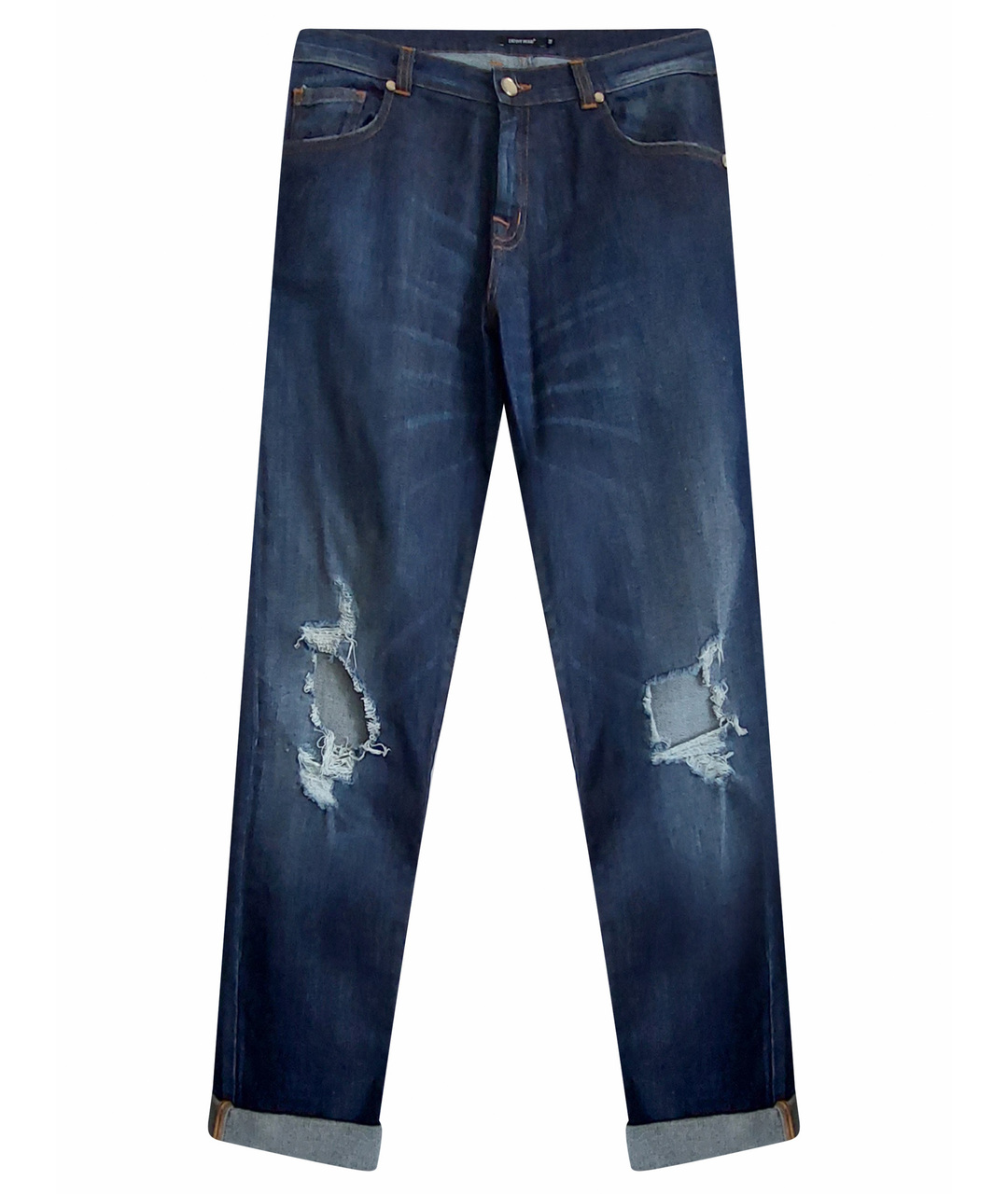 DENNY ROSE Темно-синие хлопковые прямые джинсы, фото 1
