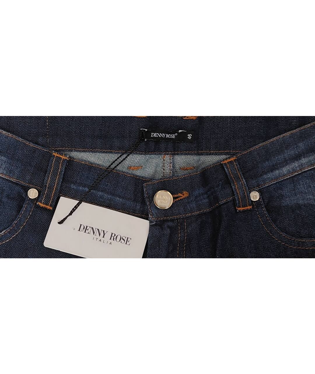 DENNY ROSE Темно-синие хлопко-эластановые прямые джинсы, фото 3