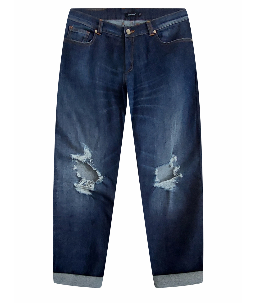 DENNY ROSE Темно-синие хлопко-эластановые прямые джинсы, фото 1