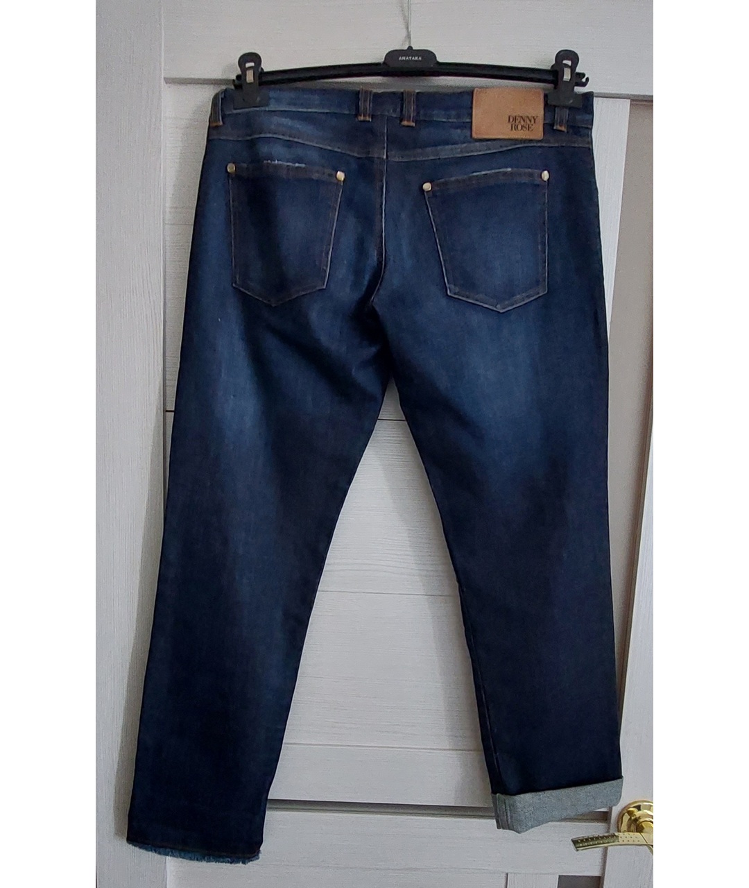 DENNY ROSE Темно-синие хлопко-эластановые прямые джинсы, фото 2