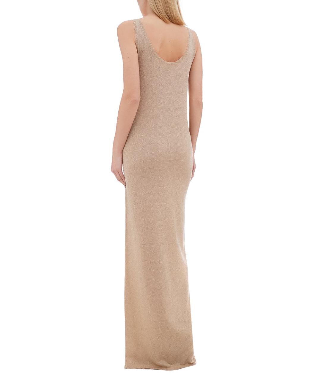 SAINT LAURENT Бежевое вискозное повседневное платье, фото 3