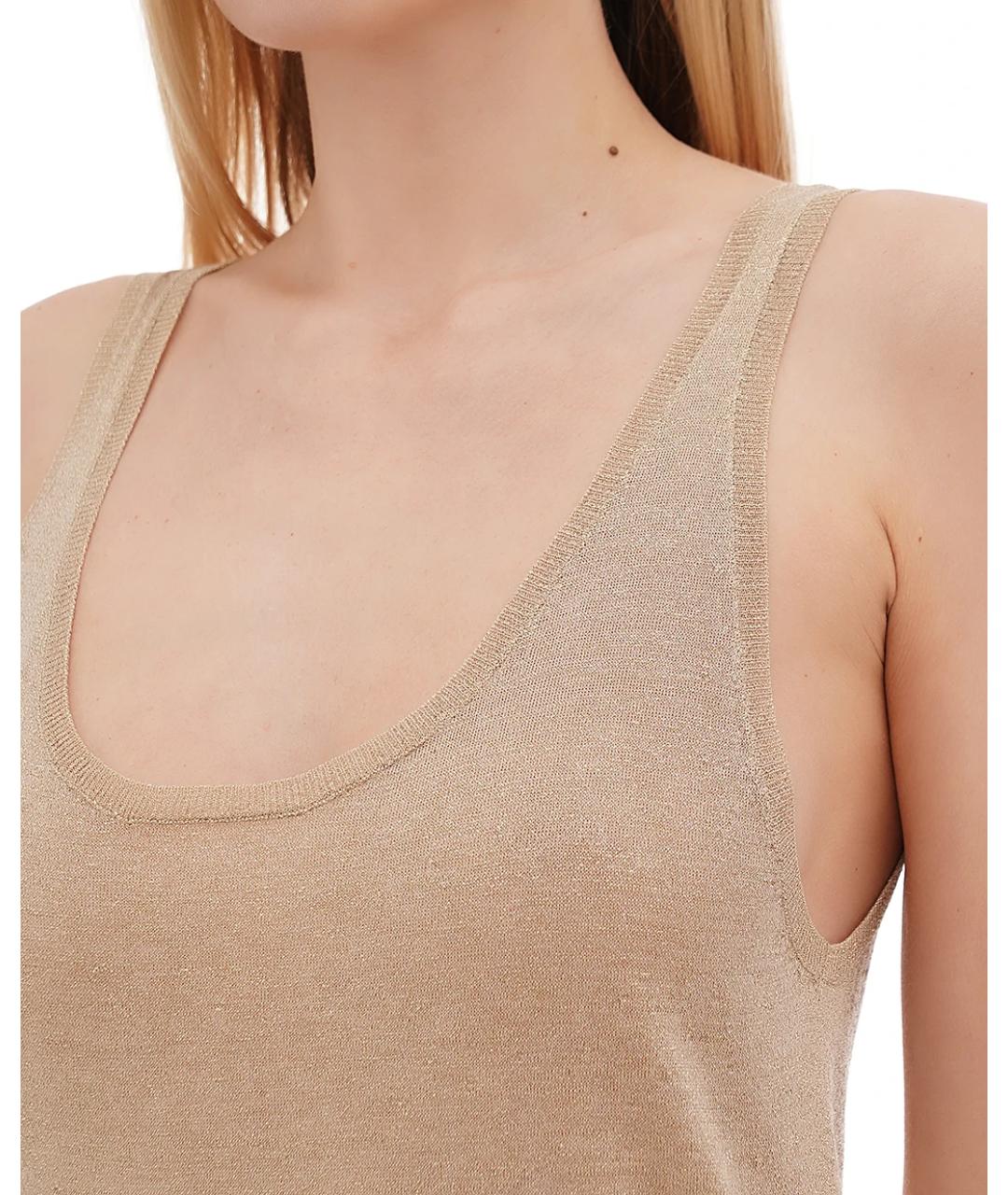SAINT LAURENT Бежевое вискозное повседневное платье, фото 4