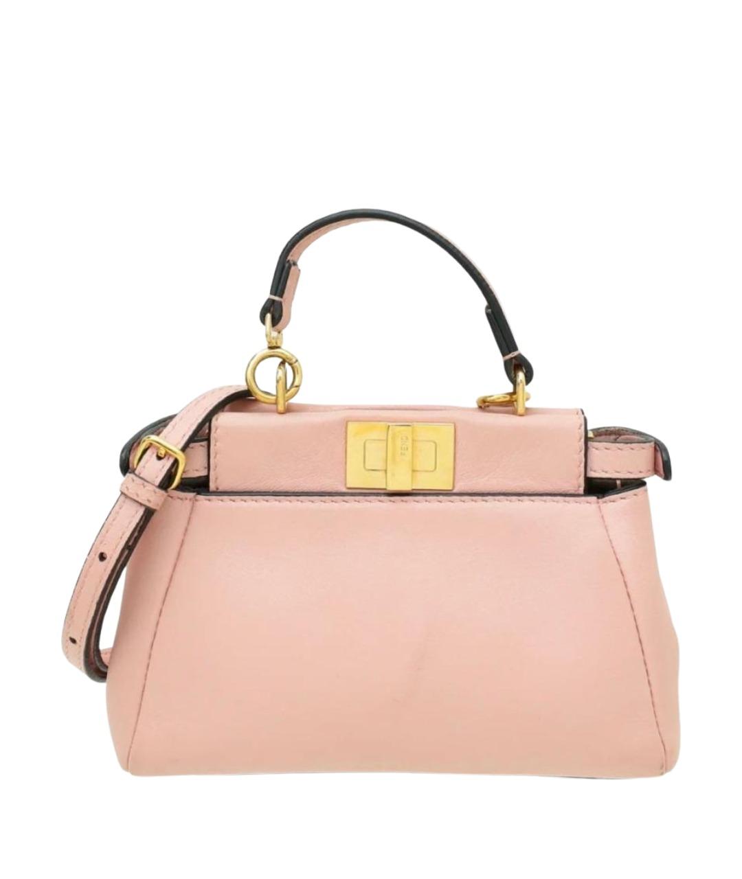 FENDI Розовая кожаная сумка с короткими ручками, фото 1