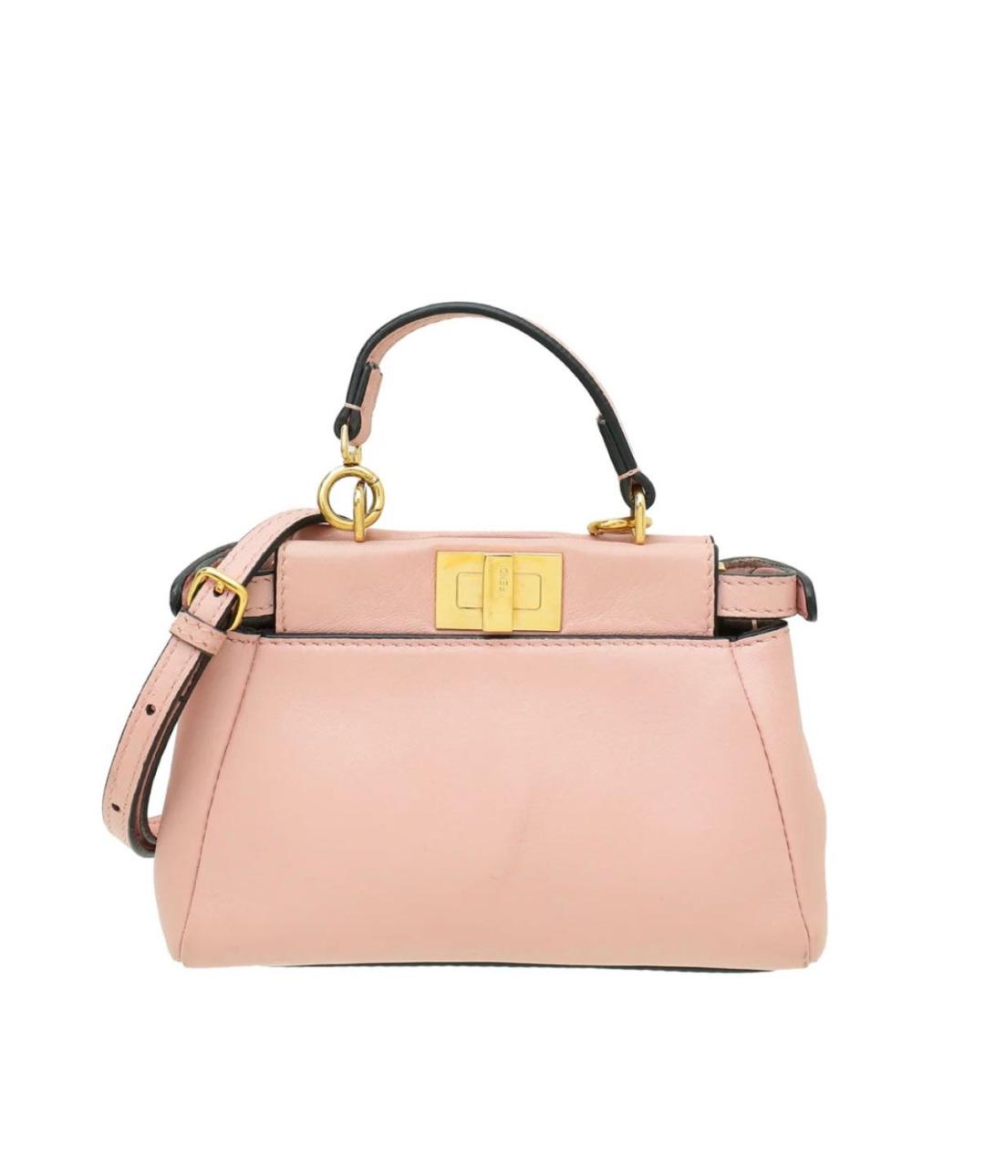 FENDI Розовая кожаная сумка с короткими ручками, фото 9