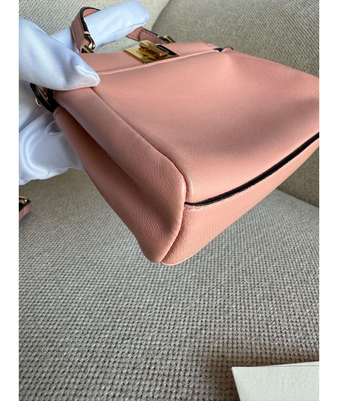 FENDI Розовая кожаная сумка с короткими ручками, фото 7