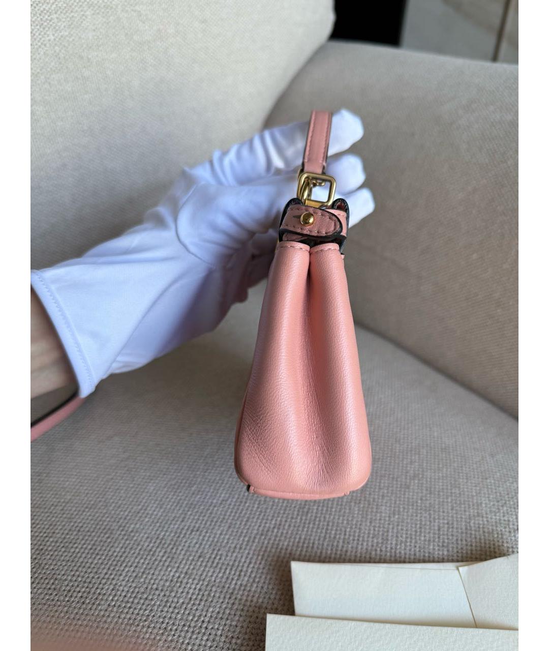 FENDI Розовая кожаная сумка с короткими ручками, фото 6