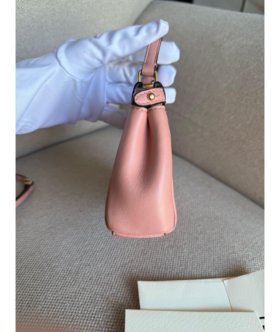 FENDI Розовая кожаная сумка с короткими ручками, фото 5