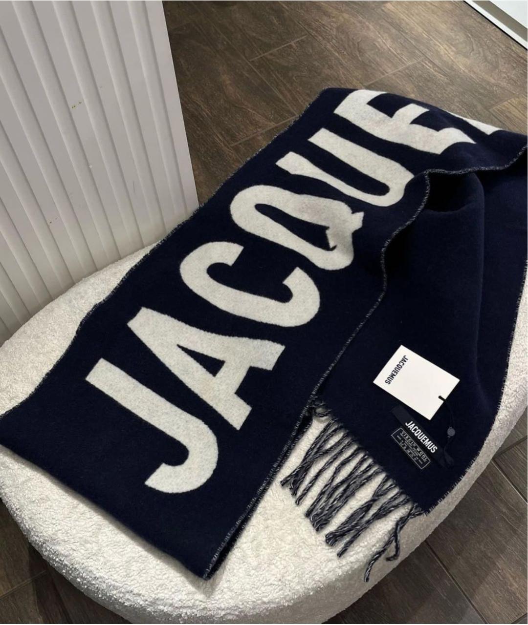 JACQUEMUS Темно-синий шерстяной шарф, фото 2