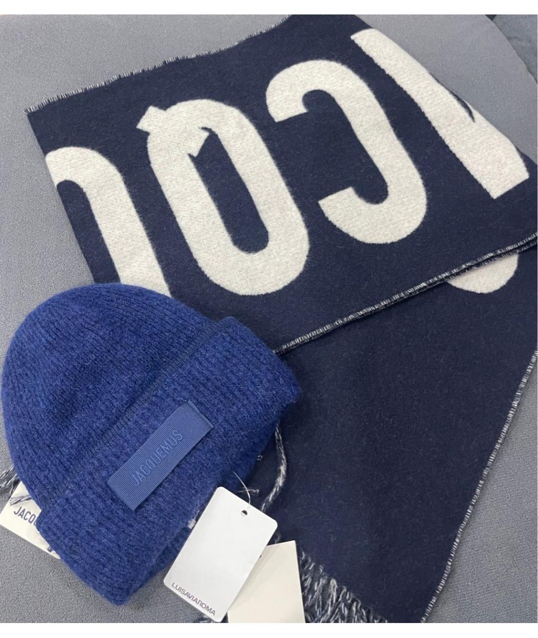 JACQUEMUS Темно-синий шерстяной шарф, фото 3