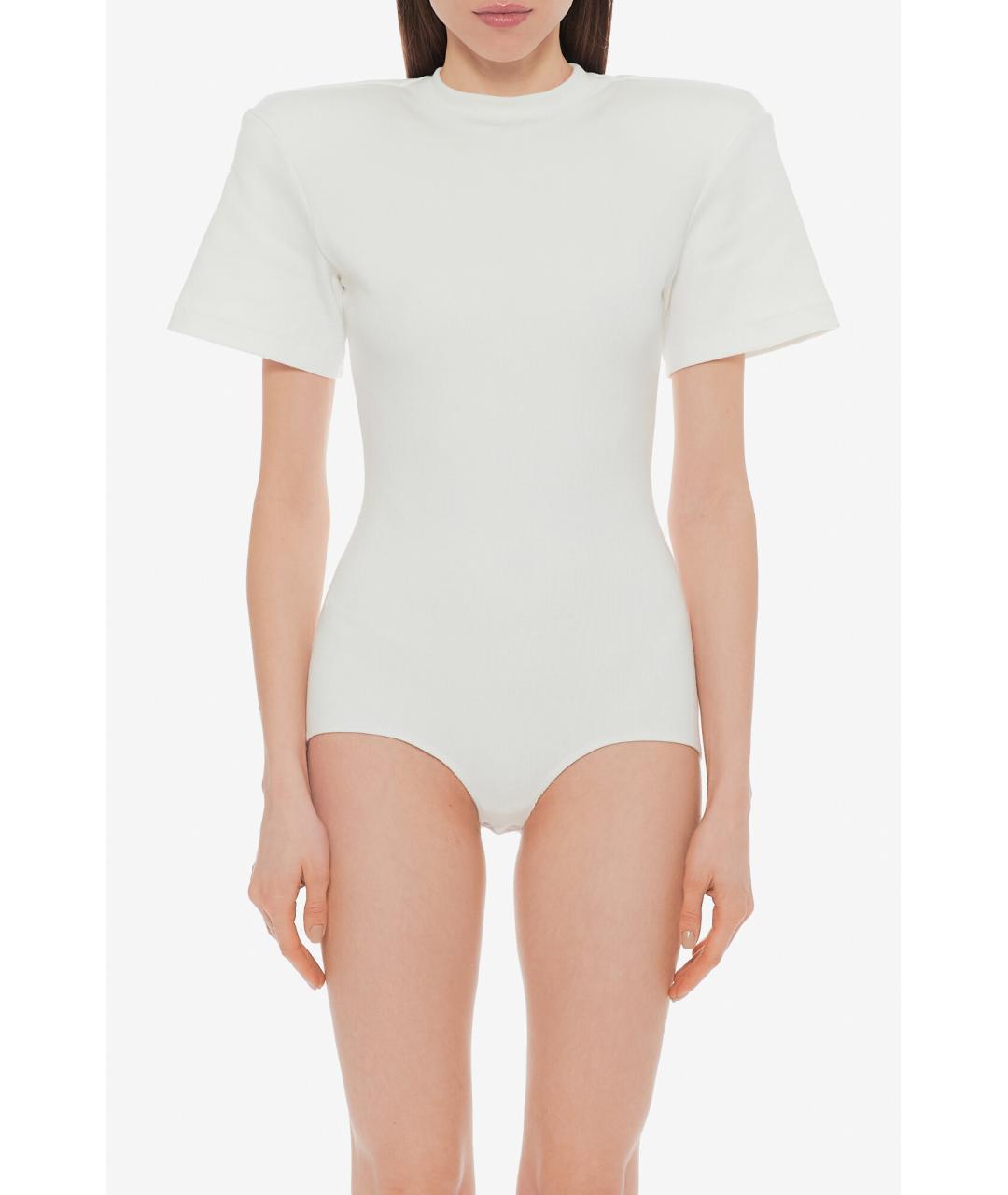 MAGDA BUTRYM Белое хлопко-эластановое боди, фото 4