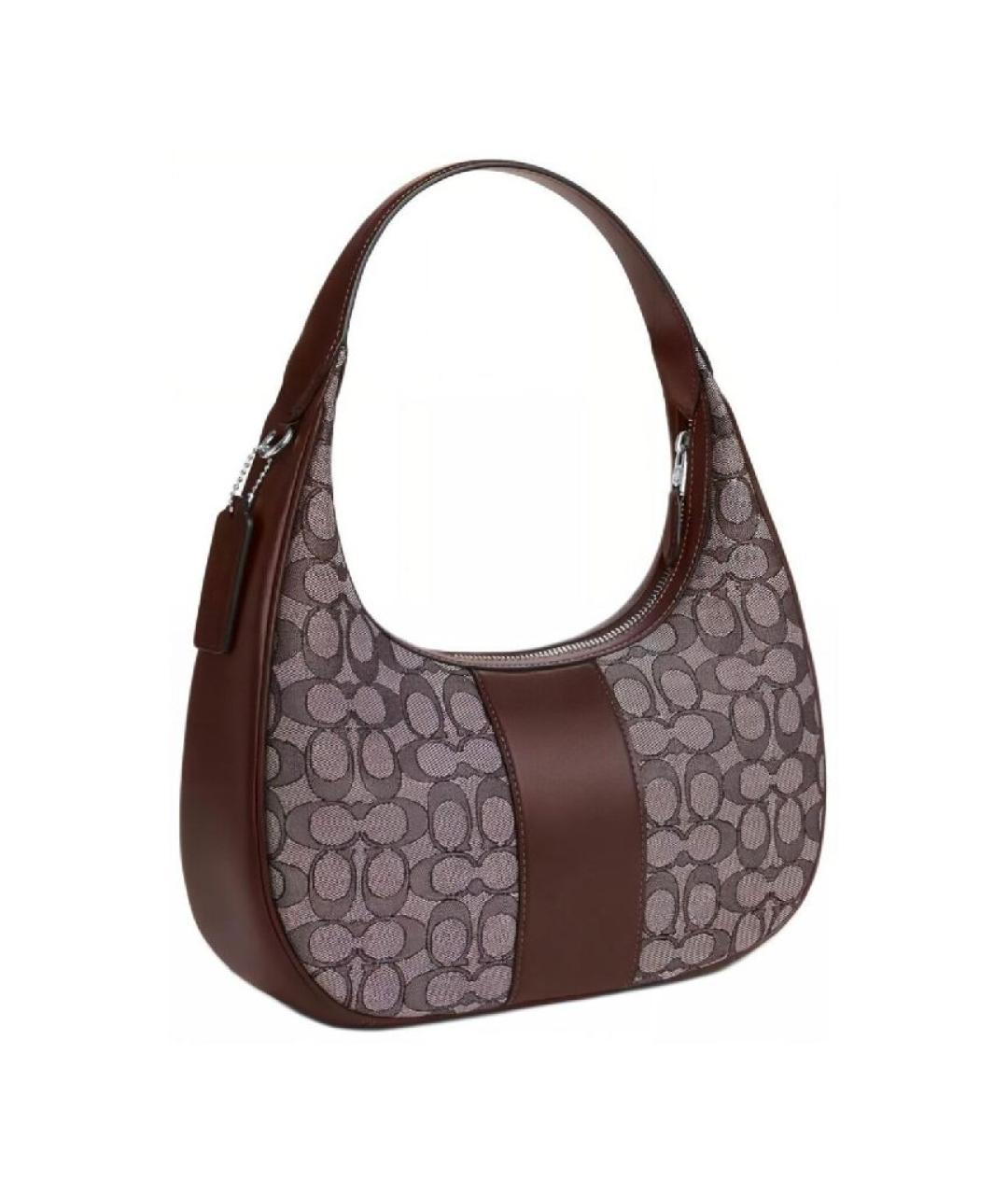 COACH Коричневая кожаная сумка с короткими ручками, фото 2