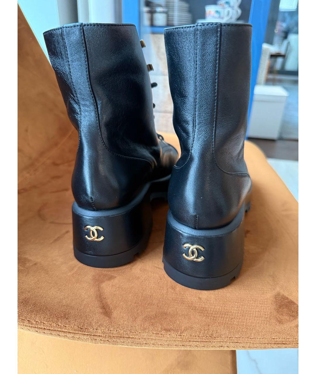 CHANEL Черные кожаные ботинки, фото 3