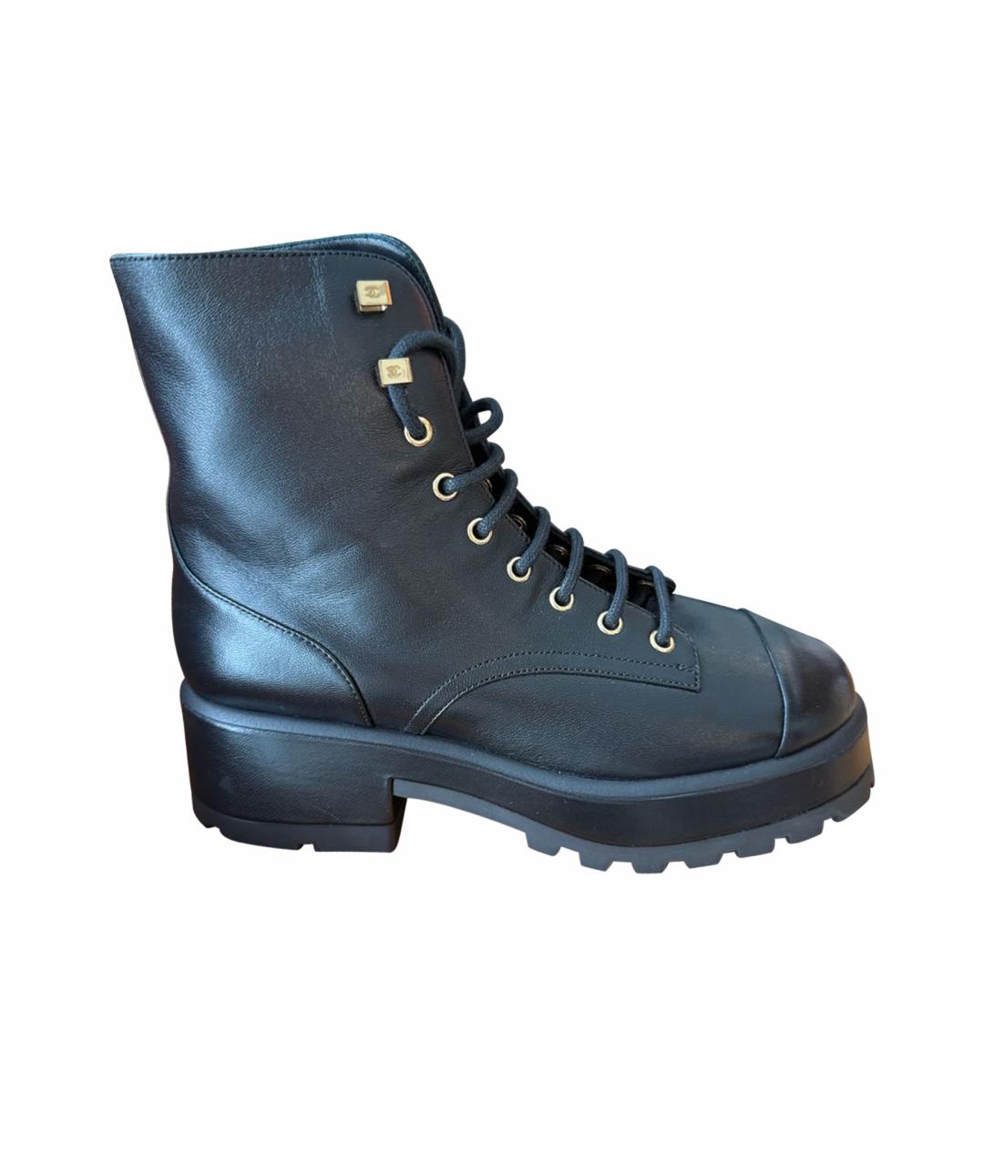 CHANEL Черные кожаные ботинки, фото 1