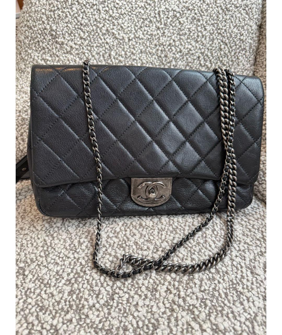 CHANEL Черная кожаная сумка через плечо, фото 8