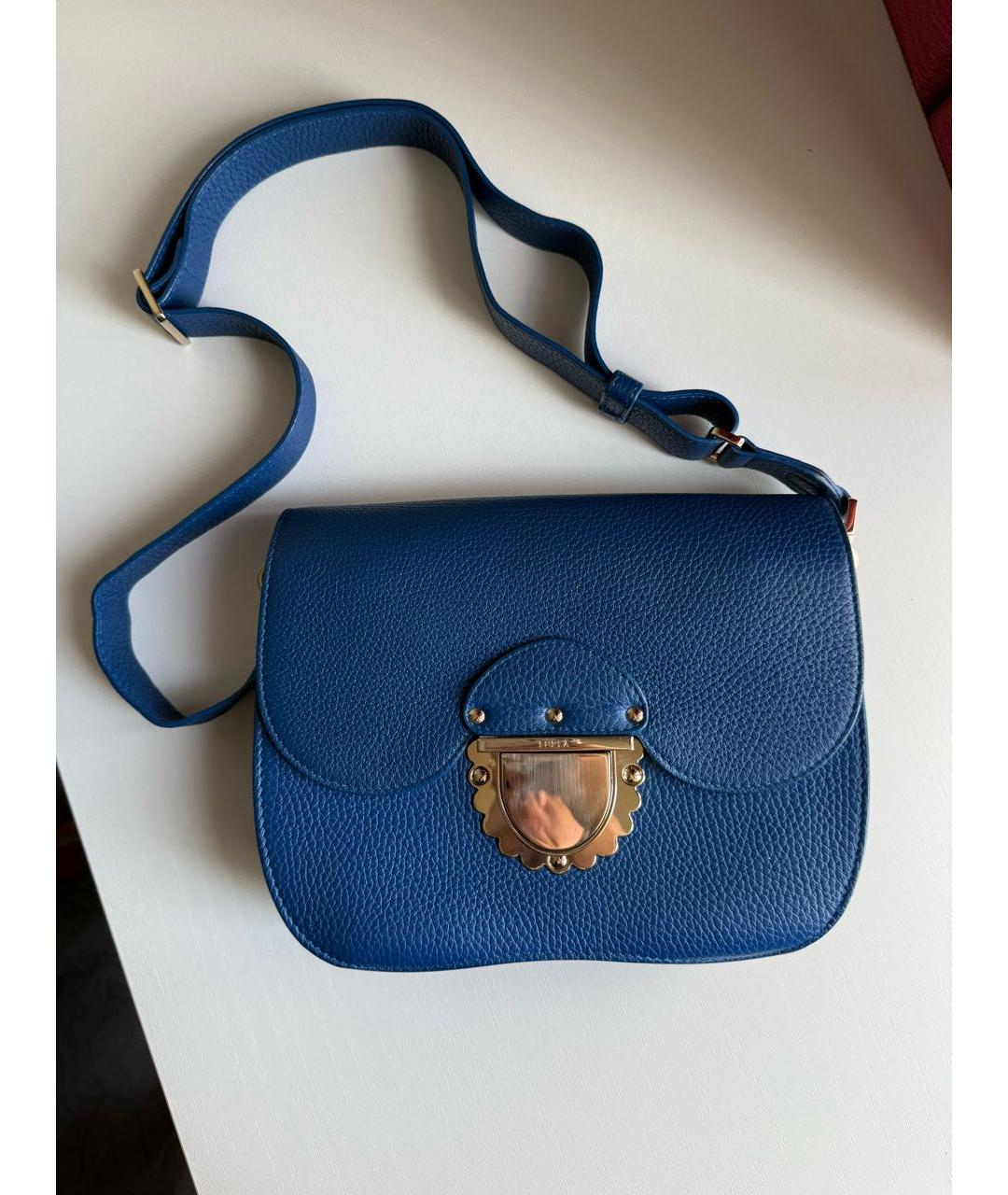 FURLA Синяя кожаная сумка через плечо, фото 7