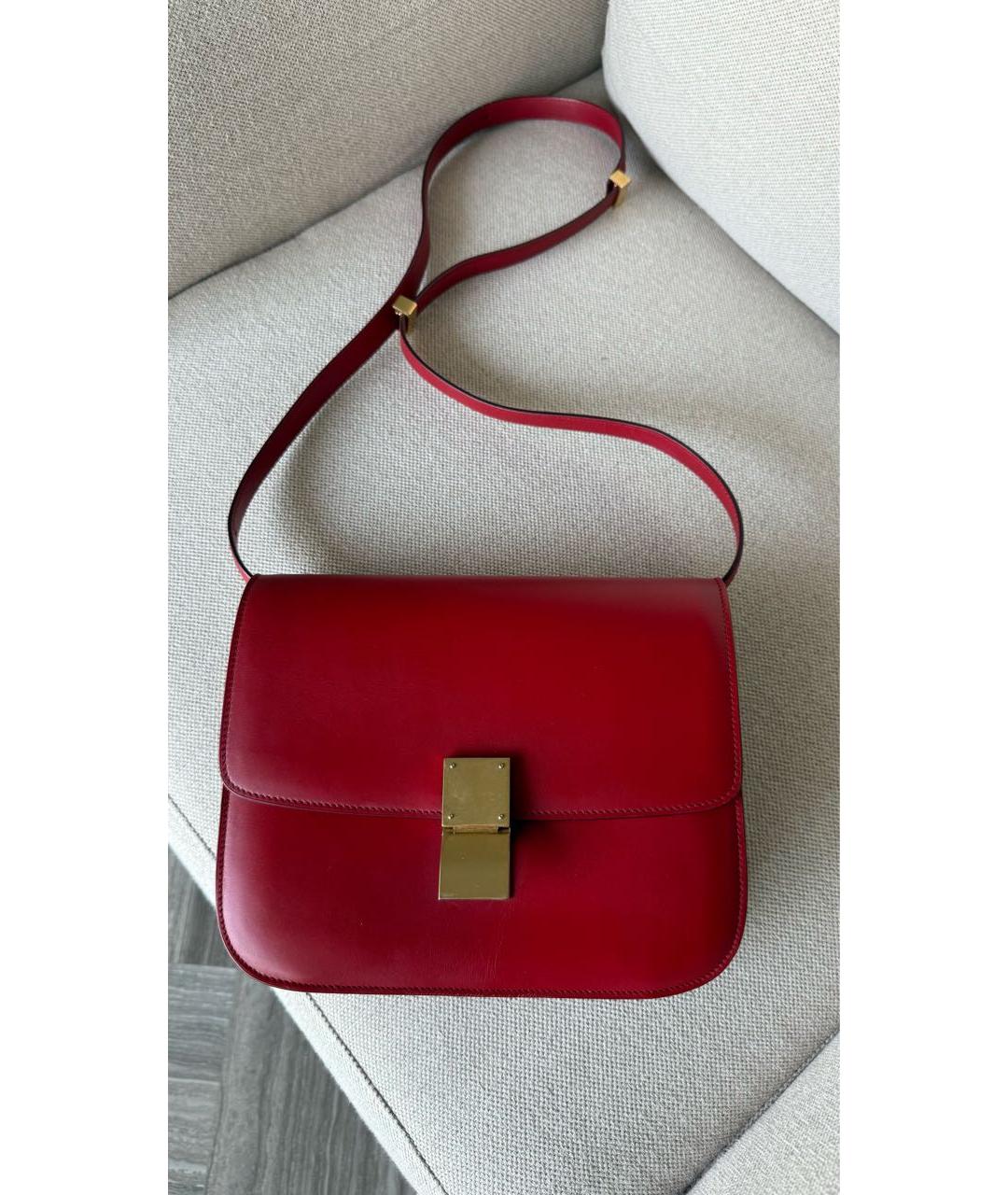 CELINE Красная кожаная сумка через плечо, фото 2