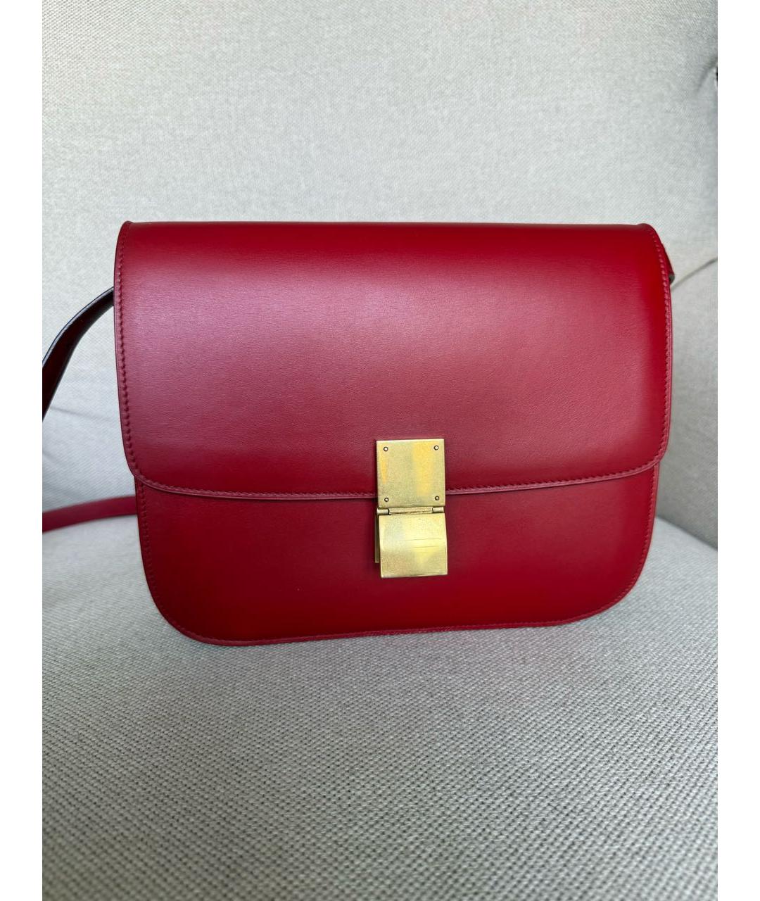 CELINE Красная кожаная сумка через плечо, фото 3