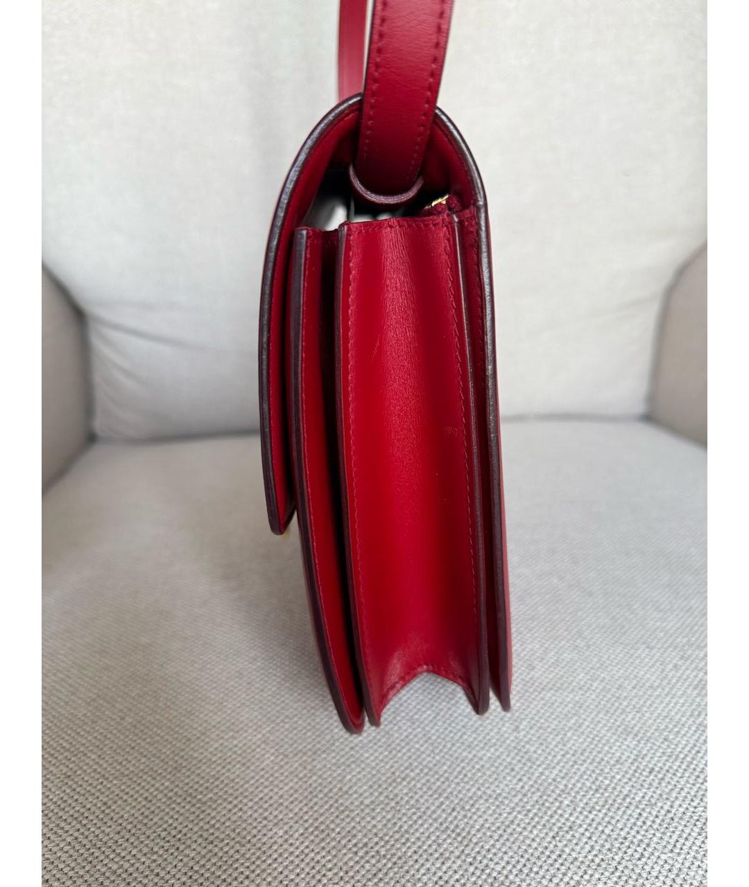 CELINE Красная кожаная сумка через плечо, фото 4