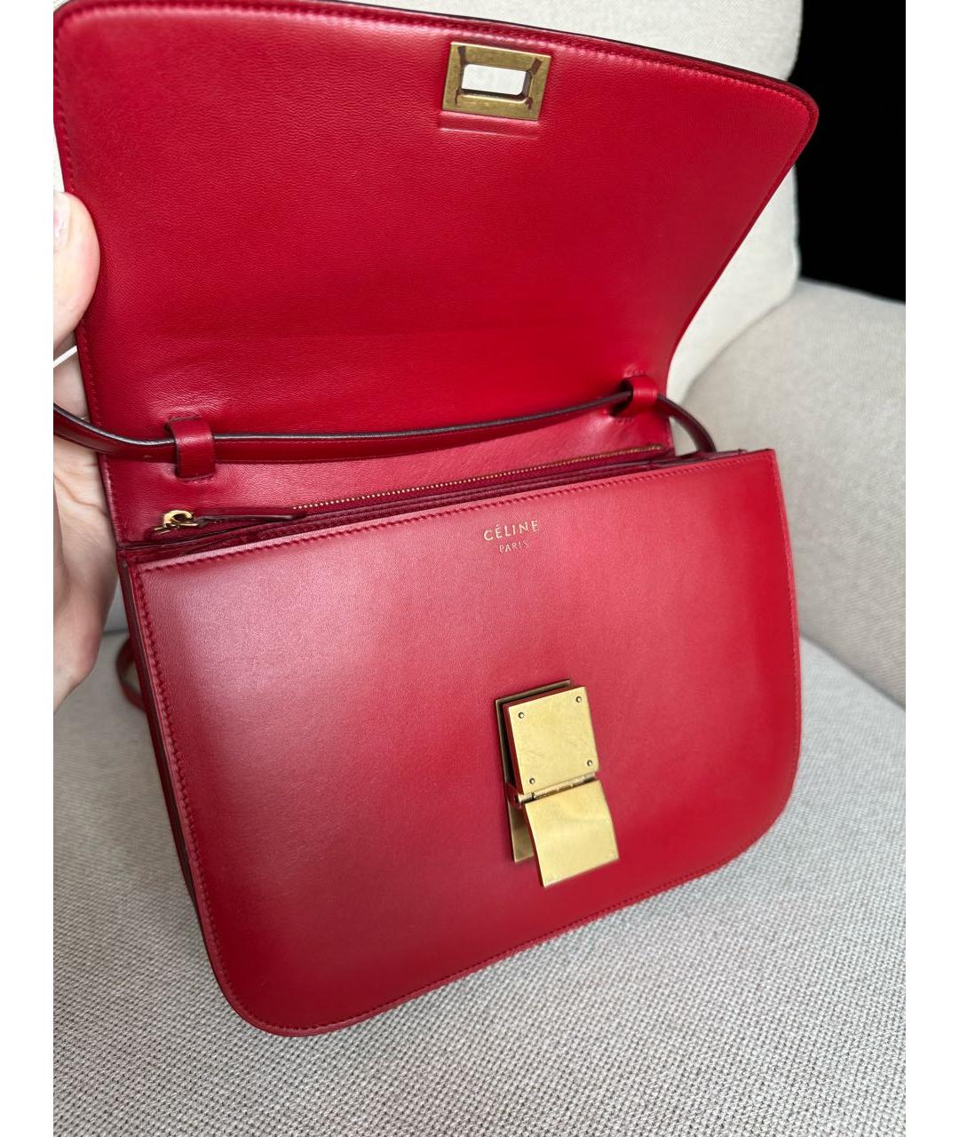 CELINE Красная кожаная сумка через плечо, фото 7