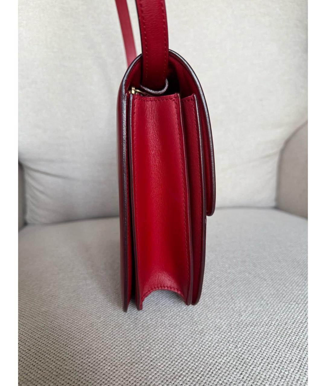 CELINE Красная кожаная сумка через плечо, фото 5