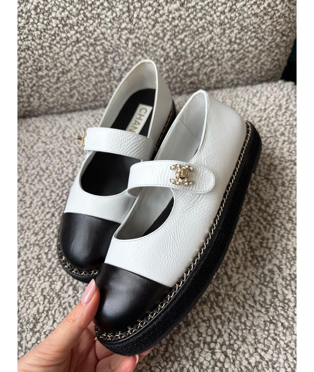 CHANEL Белые кожаные балетки, фото 4