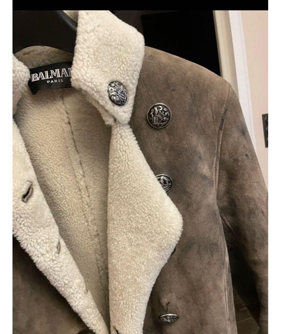 BALMAIN Коричневая меховая дубленка, фото 4