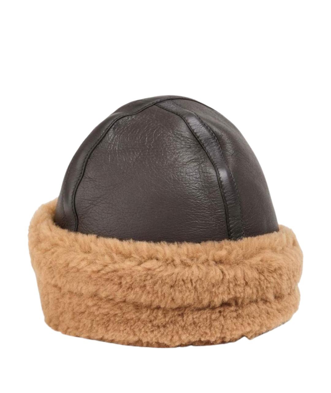 TOTEME Коричневая кожаная шапка, фото 1