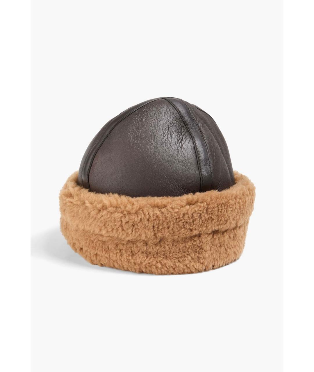 TOTEME Коричневая кожаная шапка, фото 3