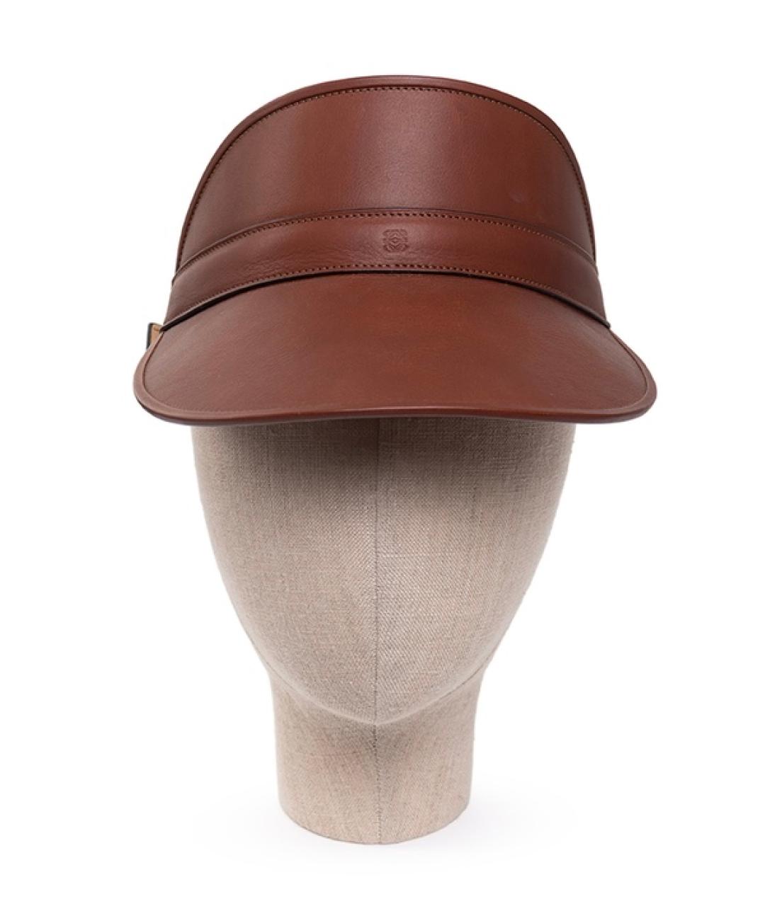 LOEWE Бордовая кожаная кепка, фото 7