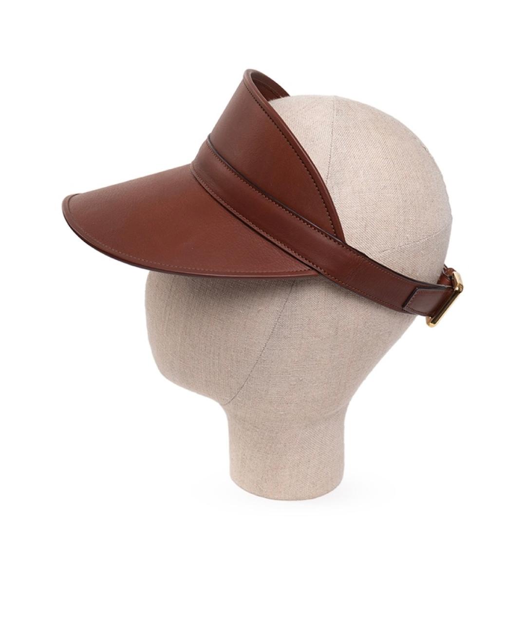 LOEWE Бордовая кожаная кепка, фото 3