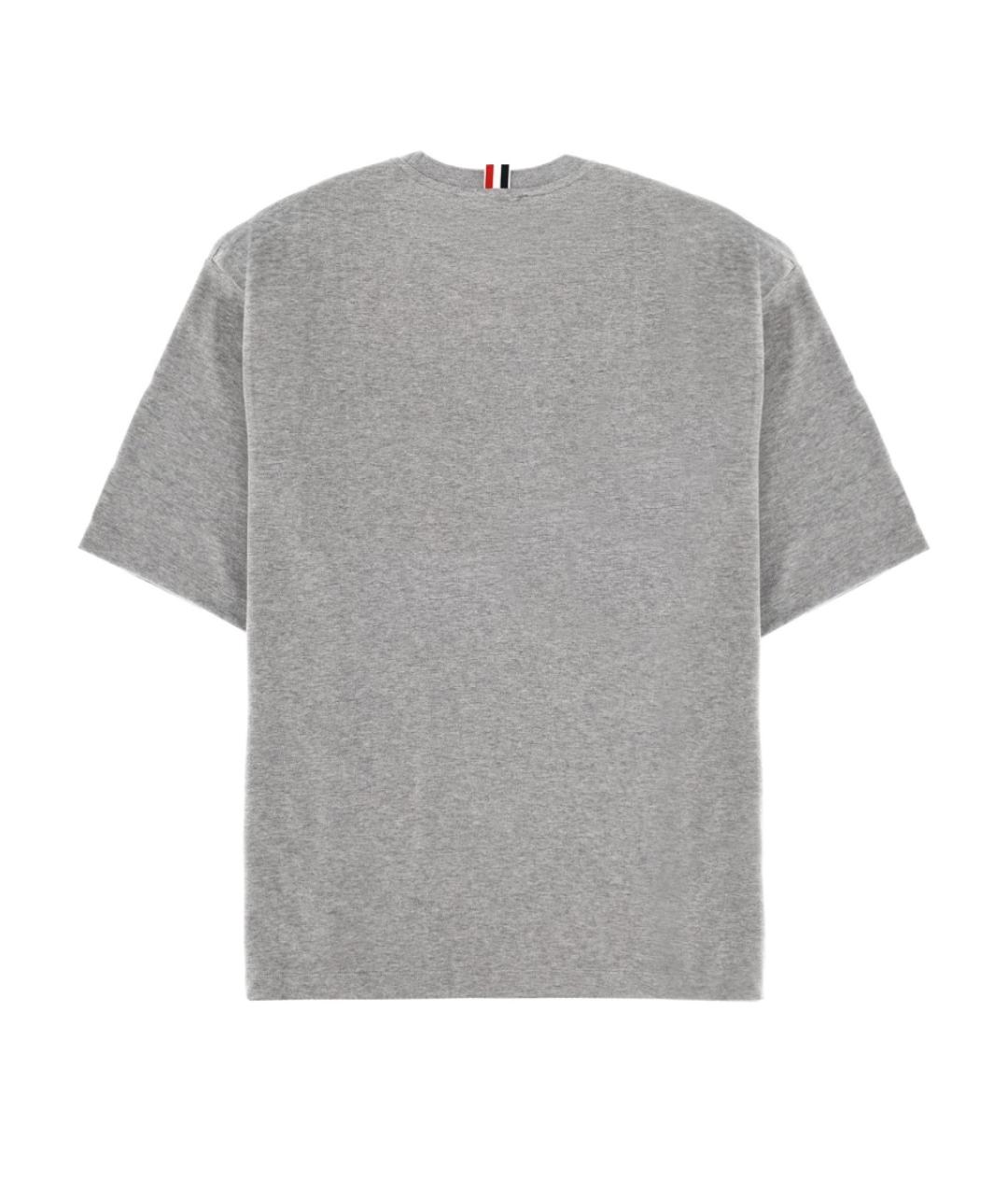THOM BROWNE Серая хлопковая футболка, фото 2