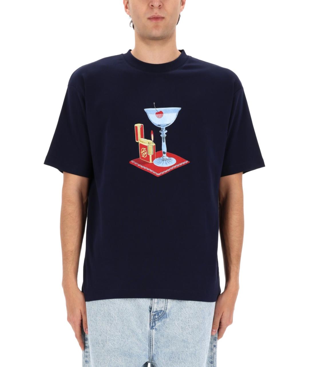 Drole de Monsieur Синяя хлопковая футболка, фото 4