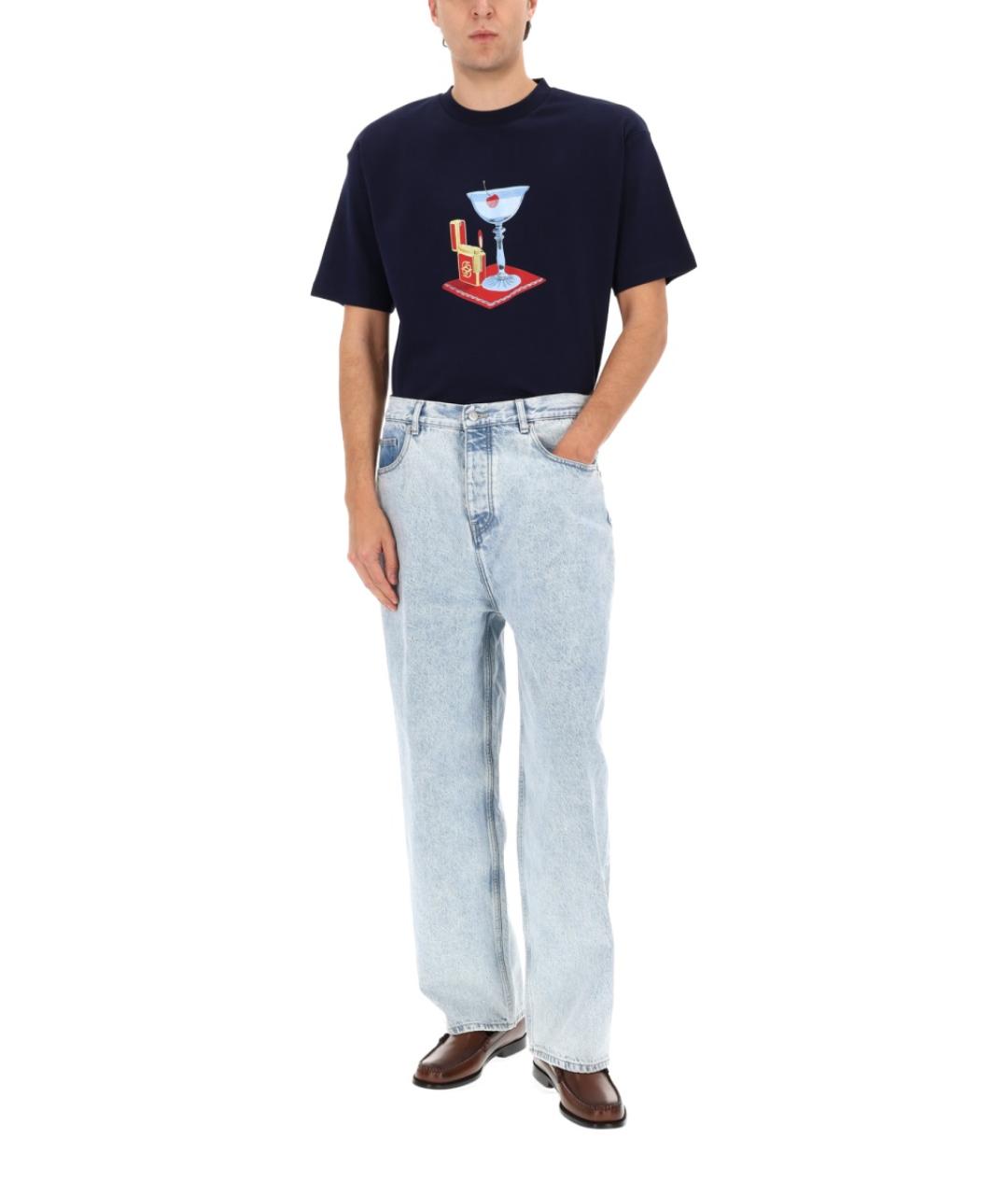 Drole de Monsieur Синяя хлопковая футболка, фото 2