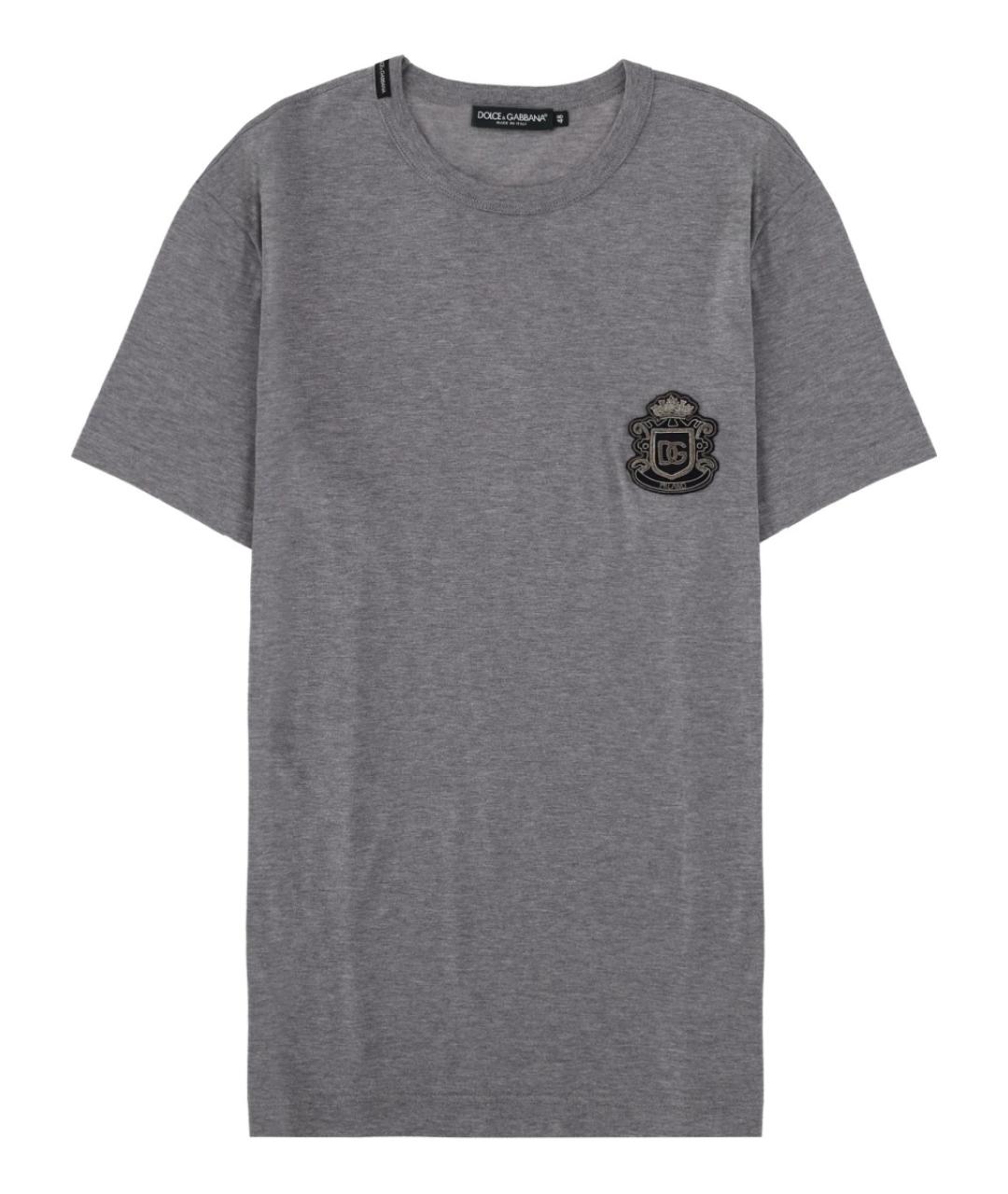 DOLCE&GABBANA Серая хлопковая футболка, фото 1