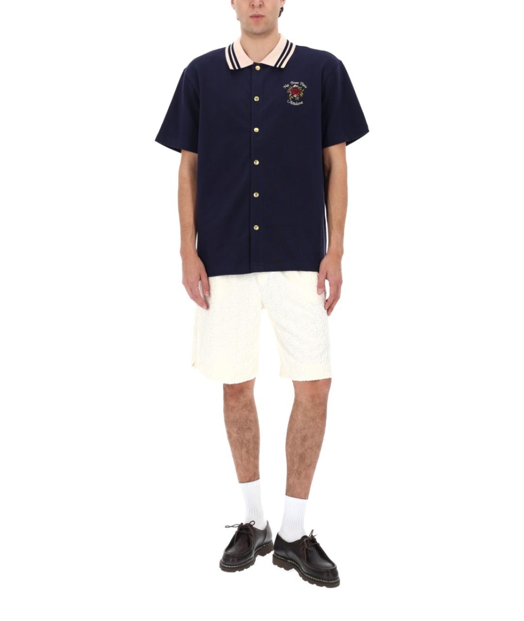 Drole de Monsieur Темно-синяя хлопковая кэжуал рубашка, фото 2