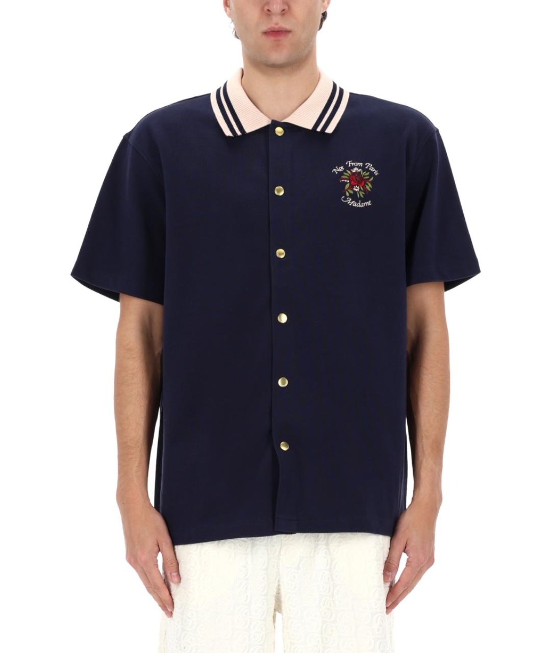 Drole de Monsieur Темно-синяя хлопковая кэжуал рубашка, фото 4