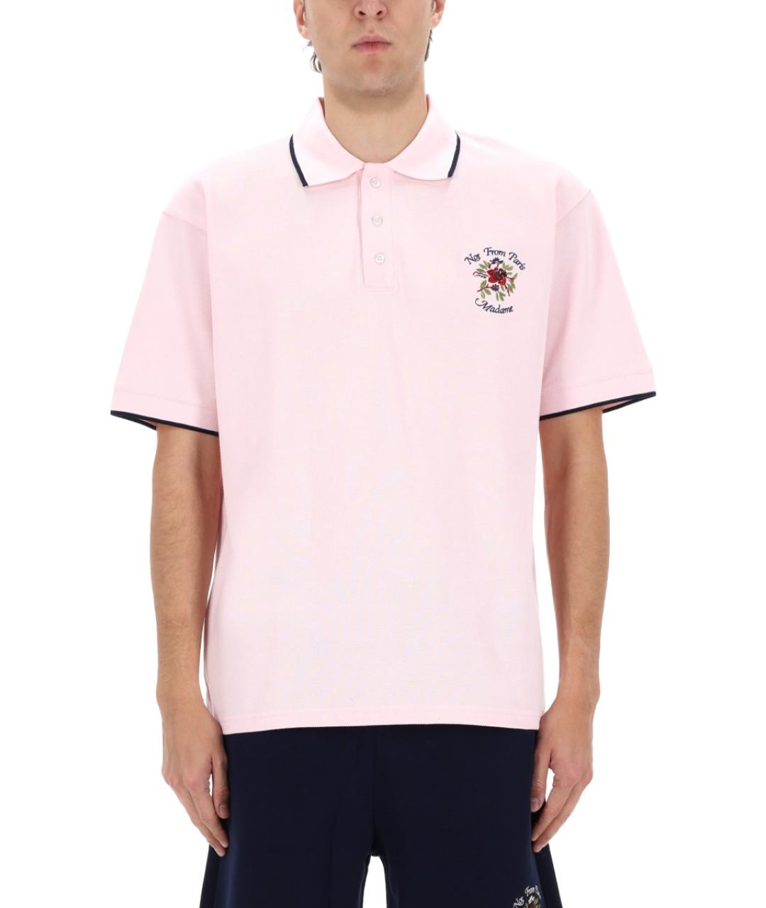 Drole de Monsieur Розовое хлопковое поло с коротким рукавом, фото 4