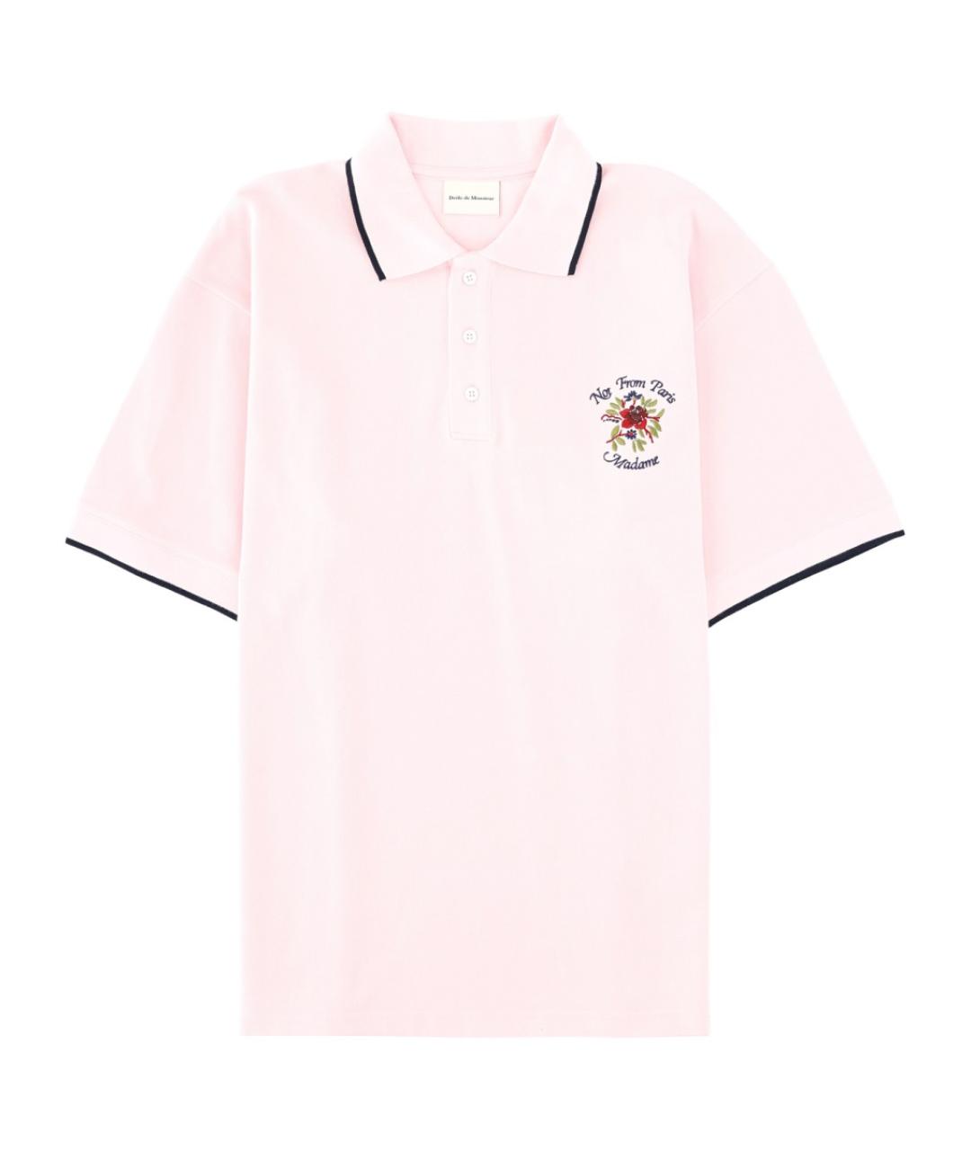 Drole de Monsieur Розовое хлопковое поло с коротким рукавом, фото 1