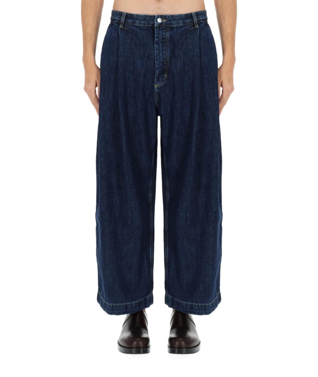 STUDIO NICHOLSON Синие хлопко-полиэстеровые прямые джинсы, фото 2