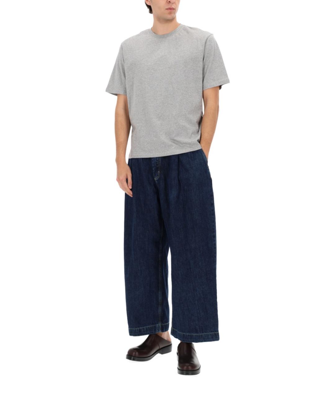 STUDIO NICHOLSON Синие хлопко-полиэстеровые прямые джинсы, фото 3