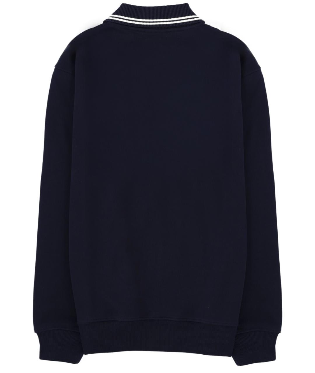 Drole de Monsieur Синее хлопковое поло с длинным рукавом, фото 3