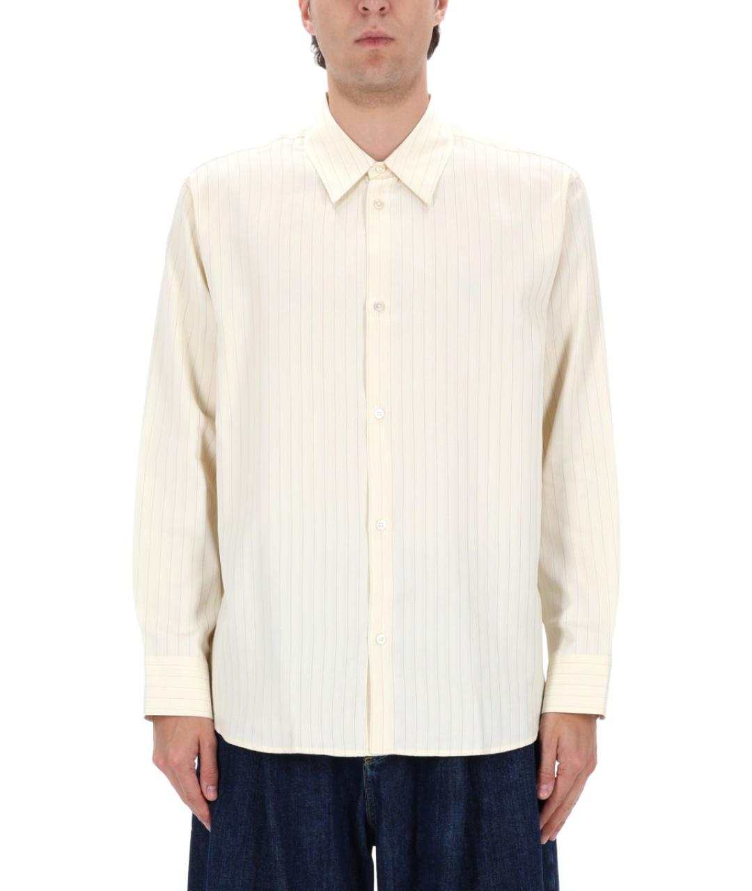 STUDIO NICHOLSON Белая хлопко-шелковая кэжуал рубашка, фото 3