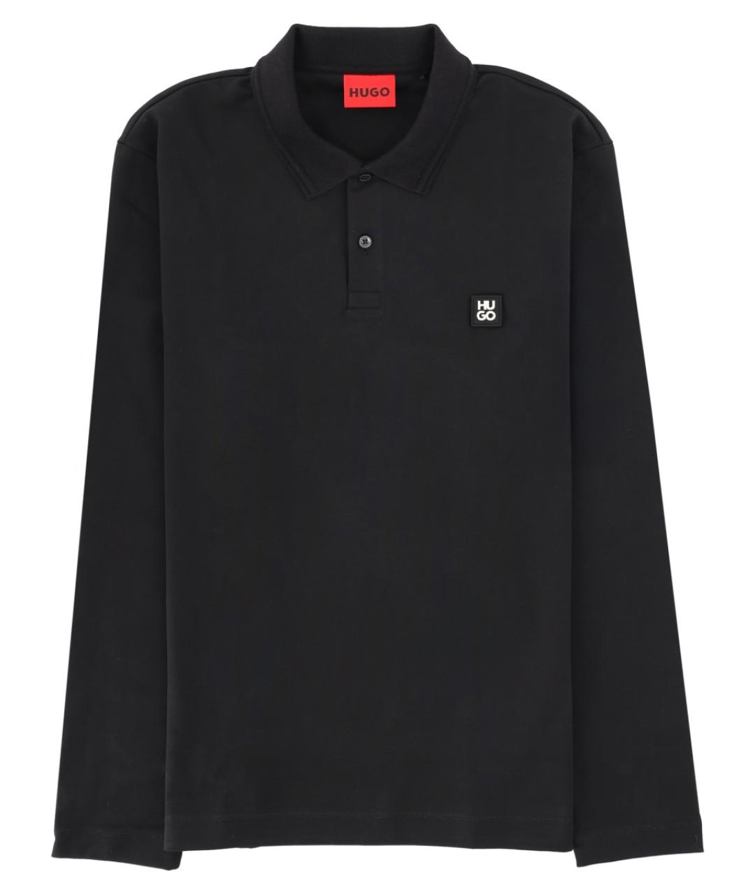 HUGO Черное поло с длинным рукавом, фото 1