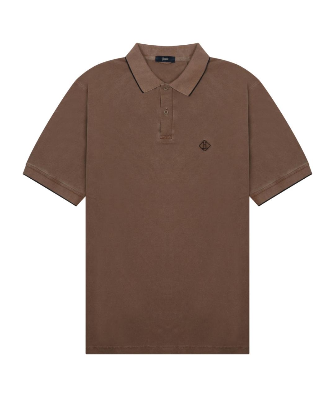 HERNO Коричневое поло с коротким рукавом, фото 1