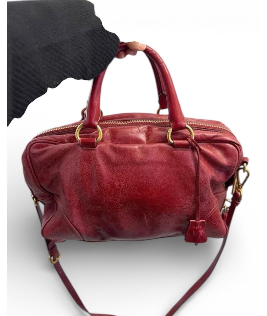 PRADA Красная кожаная сумка с короткими ручками, фото 3