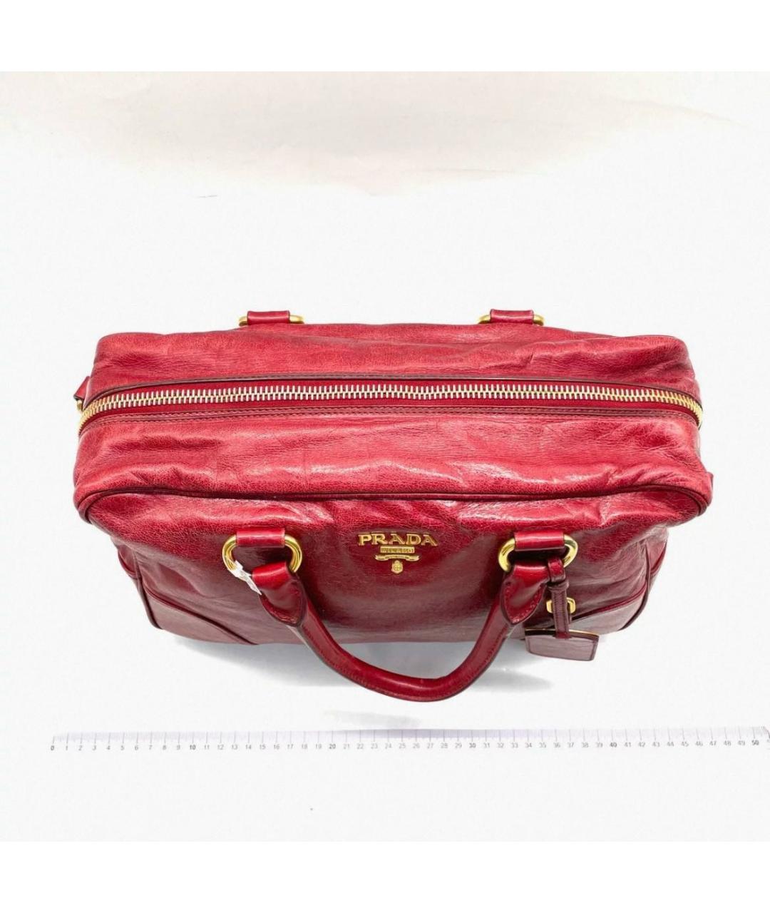 PRADA Красная кожаная сумка с короткими ручками, фото 5