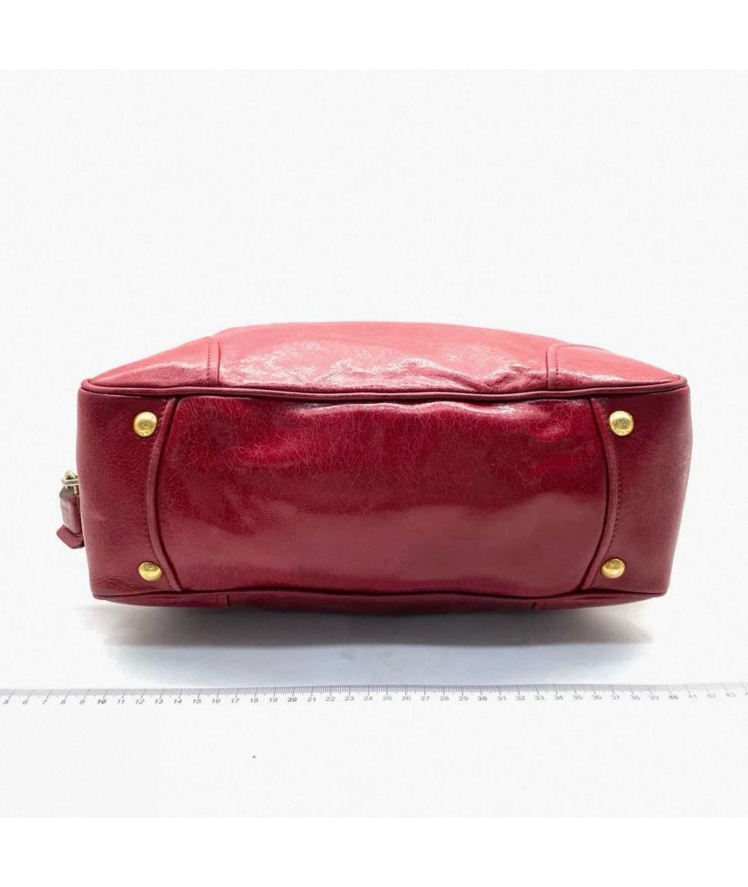 PRADA Красная кожаная сумка с короткими ручками, фото 6