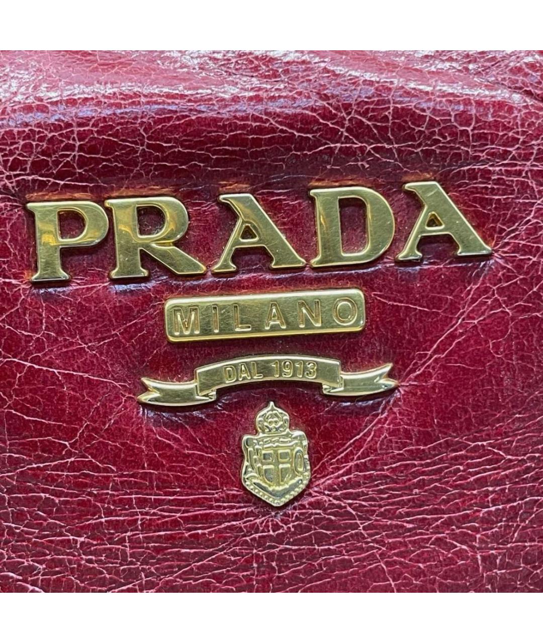 PRADA Красная кожаная сумка с короткими ручками, фото 8