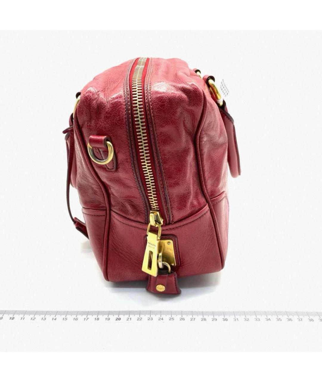 PRADA Красная кожаная сумка с короткими ручками, фото 2